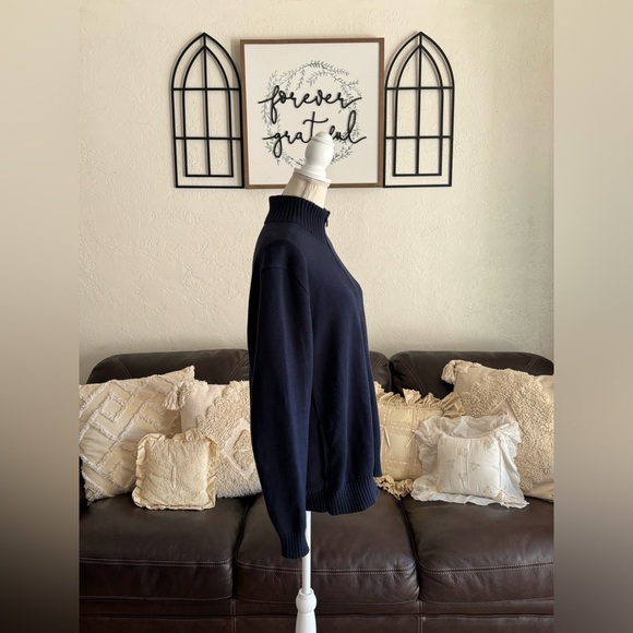 Polo Ralph Lauren Navy Blue Full Zip Cable Knit Sweater Men’s Size XL Classic - Picture 5 of 15